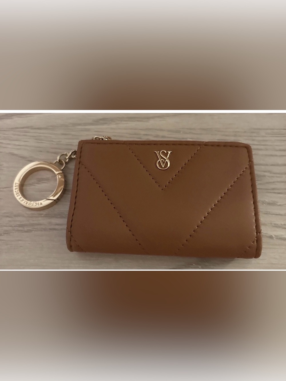 Victoria's Secret Brown Quilted Wallet with Gold Logo
